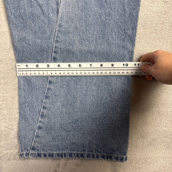 Oak +‎ Fort Wide Leg Jeans Light Wash Distressed Denim Small Streetwear Y2K - Picture 7 of 8